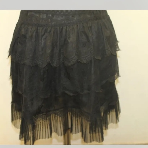 Esprit Women’s Lace Fit Flare Tiered Ruffle Dress Black Cotton Sz EU 38 - Picture 11 of 14